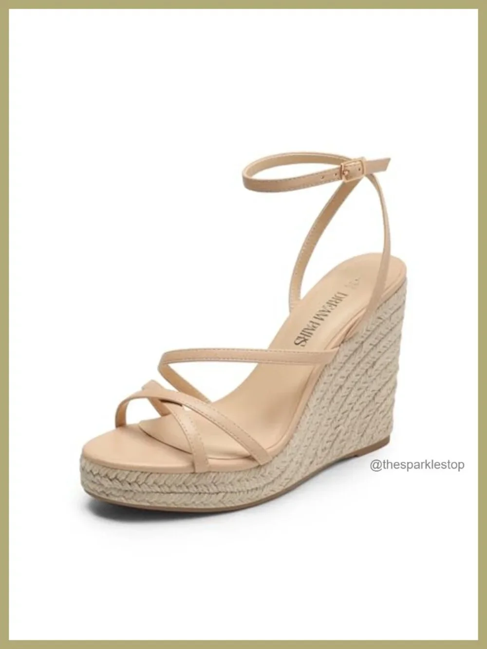 Strappy Espadrille Wedge Sandals, Faux Leather, Platform Heel
